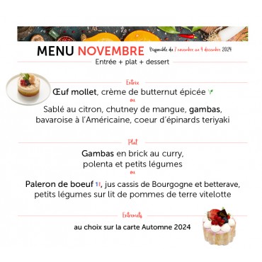 Menu du mois d'Octobre