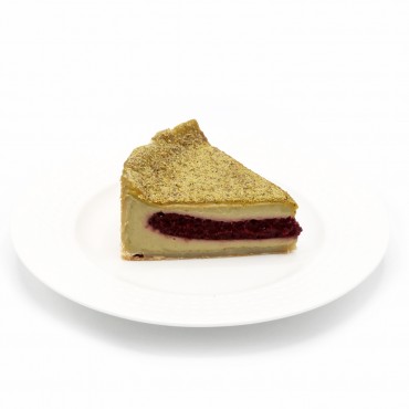 Part de Flan pistache-griotte
