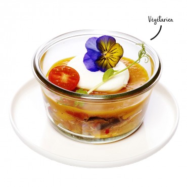 Caponata d'été, oeuf poché,...