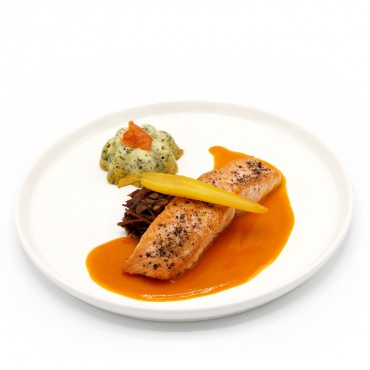 Saumon, velours de carotte,...