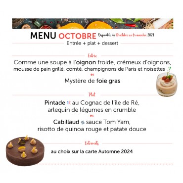 Menu du mois d'Octobre