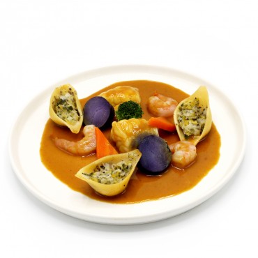 Lotte et gambas, jus de...