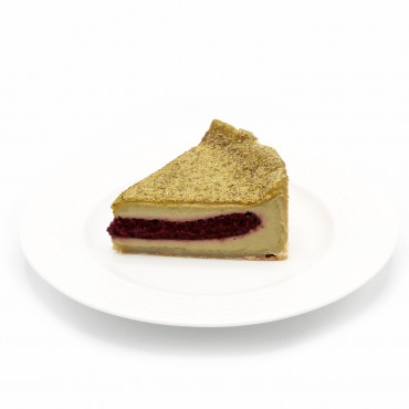 Part de Flan pistache-griotte