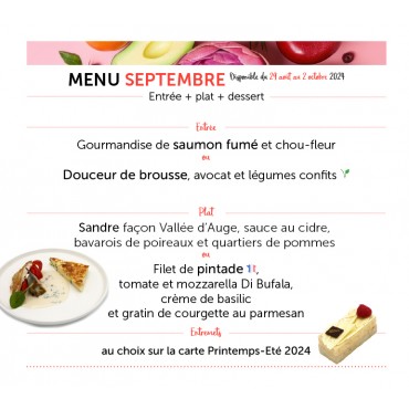 Menu du mois de Septembre